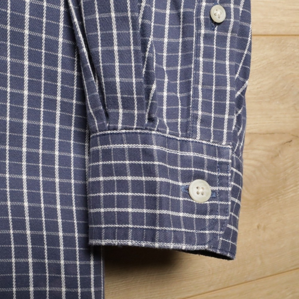 Eddie Bauer Mens L G‎ Plaid Button Down Long Sleeve Shirt Cotton Blue White - Picture 4 of 6
